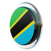 tanzanie vue droite drapeau de cercle brillant texturé 3d png