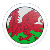 wales 3d texturerad glansig cirkel flagga png