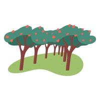 árbol de camelia, flores florecientes - ilustración vectorial plana aislada en fondo blanco. punto de referencia de la isla coreana de jeju - camellia hill. parque de verano o primavera. vector