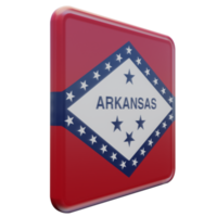 Arkansas vänster se 3d texturerad glansig fyrkant flagga png