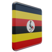 uganda vista esquerda 3d bandeira quadrada brilhante texturizada