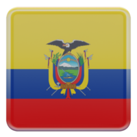 Equador 3d bandeira quadrada brilhante texturizada png