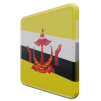 Brunei Rechtsaf visie 3d getextureerde glanzend plein vlag png