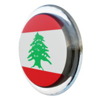 líbano vista direita bandeira de círculo brilhante texturizado 3d png