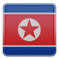 North Korea 3d textured glossy square flag png
