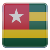 Togo 3d texturerad glansig fyrkant flagga png