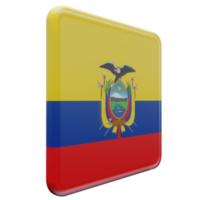 Equador vista esquerda 3d bandeira quadrada brilhante texturizada png