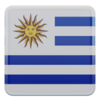 drapeau carré brillant texturé uruguay 3d png