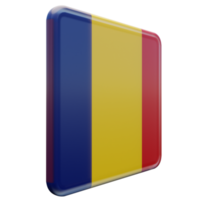 Romania Left View 3d textured glossy square flag png