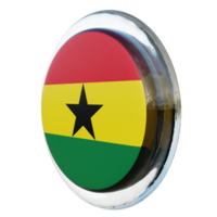 ghana vue de droite drapeau de cercle brillant texturé 3d png