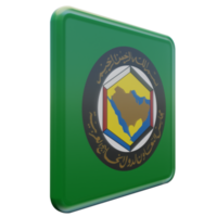 Gulf Cooperation Council Left View 3d textured glossy square flag png