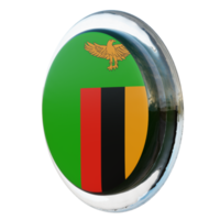 bandera de círculo brillante con textura 3d de vista derecha de zambia png
