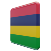 Maurícia vista direita 3d bandeira quadrada brilhante texturizada png
