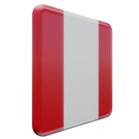 Peru Left View 3d textured glossy square flag png