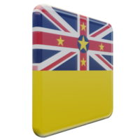 Niue Left View 3d textured glossy square flag png