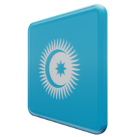 Turkic Council Right View 3d textured glossy square flag png