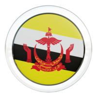 brunei bandera de círculo brillante con textura 3d png