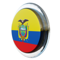 Ecuador Rechtsaf visie 3d getextureerde glanzend cirkel vlag png