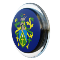 Pitcairn Islands Right View 3d textured glossy circle flag png