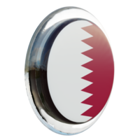 qatar vue de gauche drapeau de cercle brillant texturé 3d png