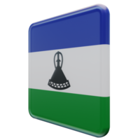 Lesotho Rechtsaf visie 3d getextureerde glanzend plein vlag png