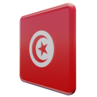 Tunesië Rechtsaf visie 3d getextureerde glanzend plein vlag png