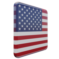 États-unis gauche vue drapeau carré brillant texturé 3d png