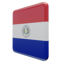 paraguai vista direita 3d bandeira quadrada brilhante texturizada png