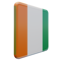 Ivory Coast Left View 3d textured glossy square flag png