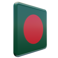 bangladesh vänster se 3d texturerad glansig fyrkant flagga png