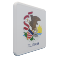 Illinois Left View 3d textured glossy square flag png