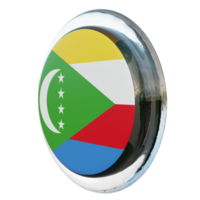 Comoros Right View 3d textured glossy circle flag png