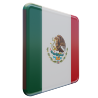 Mexico links visie 3d getextureerde glanzend plein vlag png