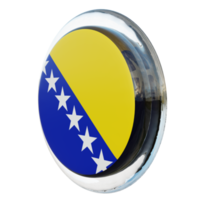 Bósnia e Herzegovina vista direita 3d bandeira de círculo brilhante texturizado png