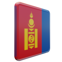 Mongólia vista esquerda 3d bandeira quadrada brilhante texturizada png