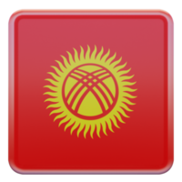 kyrgyzstan 3d texturerad glansig fyrkant flagga png