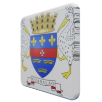 saint barthelemy vista direita 3d texturizado bandeira quadrada brilhante png