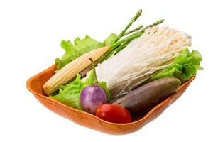 Japan mushroom in a bowl on white background photo