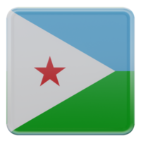 djibouti 3d texturerad glansig fyrkant flagga png