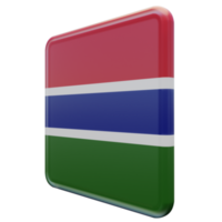 Gambia Right View 3d textured glossy square flag png