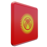 Kyrgyzstan Left View 3d textured glossy square flag png