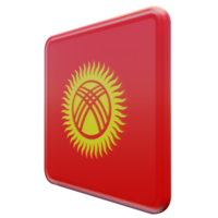 Kirgizië Rechtsaf visie 3d getextureerde glanzend plein vlag png