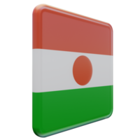 Niger Left View 3d textured glossy square flag png