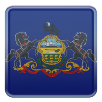 pennsylvania bandera cuadrada brillante texturizada 3d png