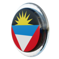 antígua e barbuda vista direita 3d bandeira de círculo brilhante texturizado png