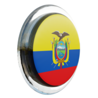 Ecuador links visie 3d getextureerde glanzend cirkel vlag png