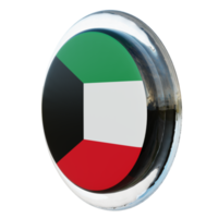 kuwait vista direita bandeira de círculo brilhante texturizado 3d png