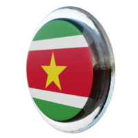 Suriname vista direita bandeira de círculo brilhante texturizado 3d png