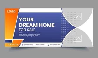 Real estate social media cover design, Real estate Facebook cover design template, Marketing template design vector