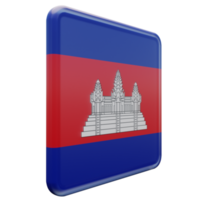 Cambodia Left View 3d textured glossy square flag png